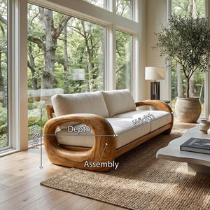 Modern Sculptural Wooden Sofa For Living Room
