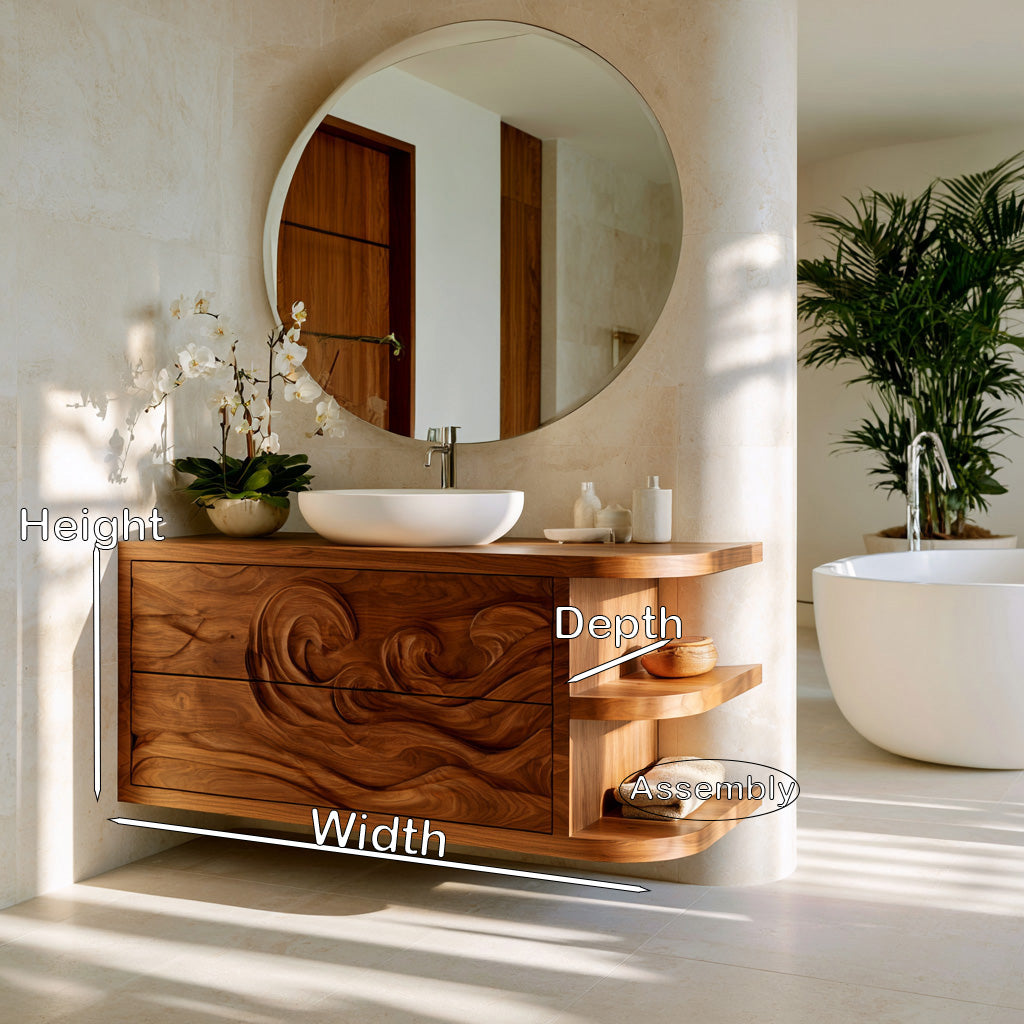 Contemporary Bathroom Vanity With Integrated 3-Tier Side Shelf For Bathroom