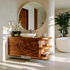Contemporary Bathroom Vanity With Integrated 3-Tier Side Shelf For Bathroom