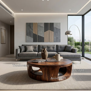 Contemporary Round Coffee Table With Open Cut Base For Living
