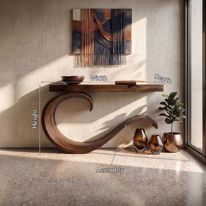 Handcrafted Sculptural Live Edge Console Table For Luxury Living Room