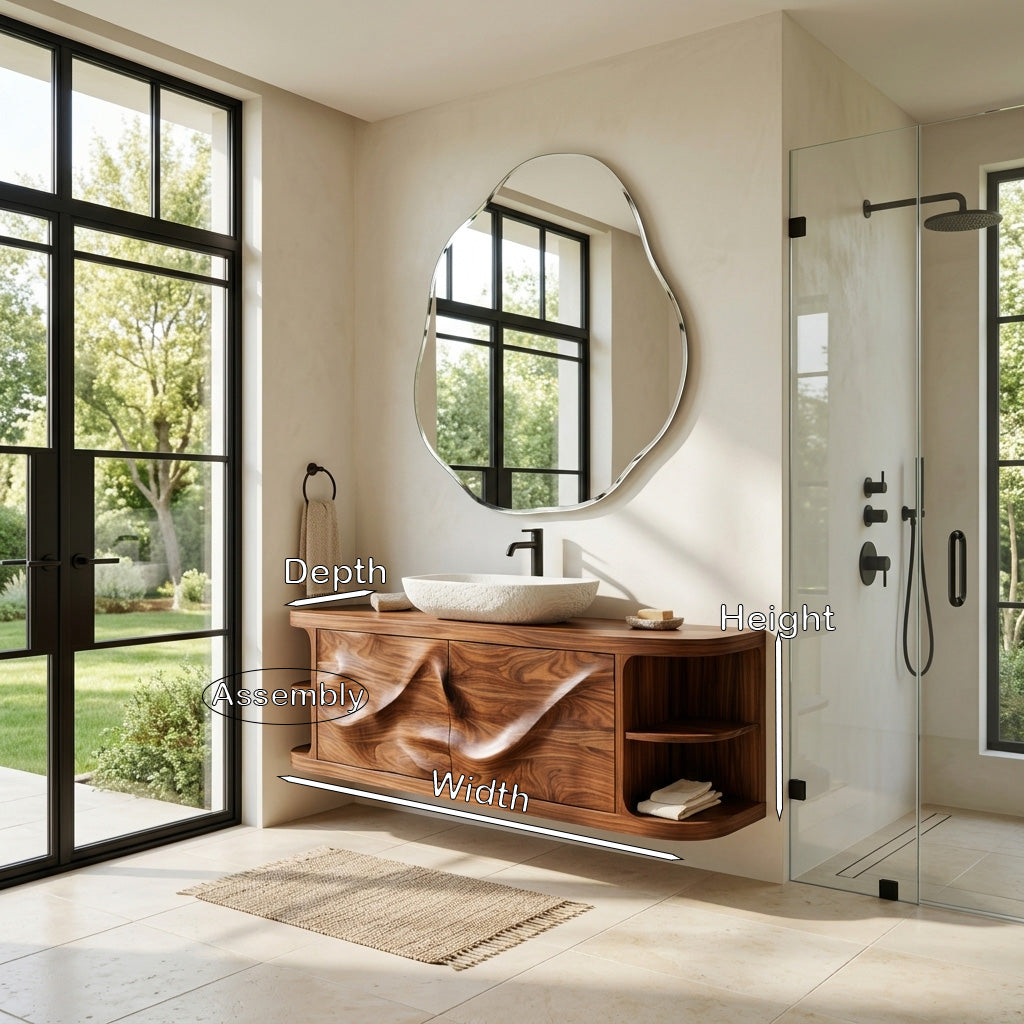 Modern Floating Bathroom Vanity With Relief Carving For Spa Bathroom