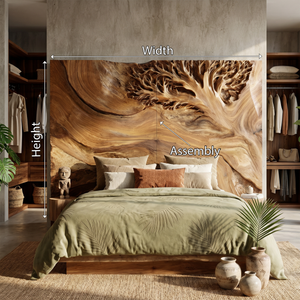 Organic Tree Sculpture Wood Headboard For Tropical Luxury Bedroom