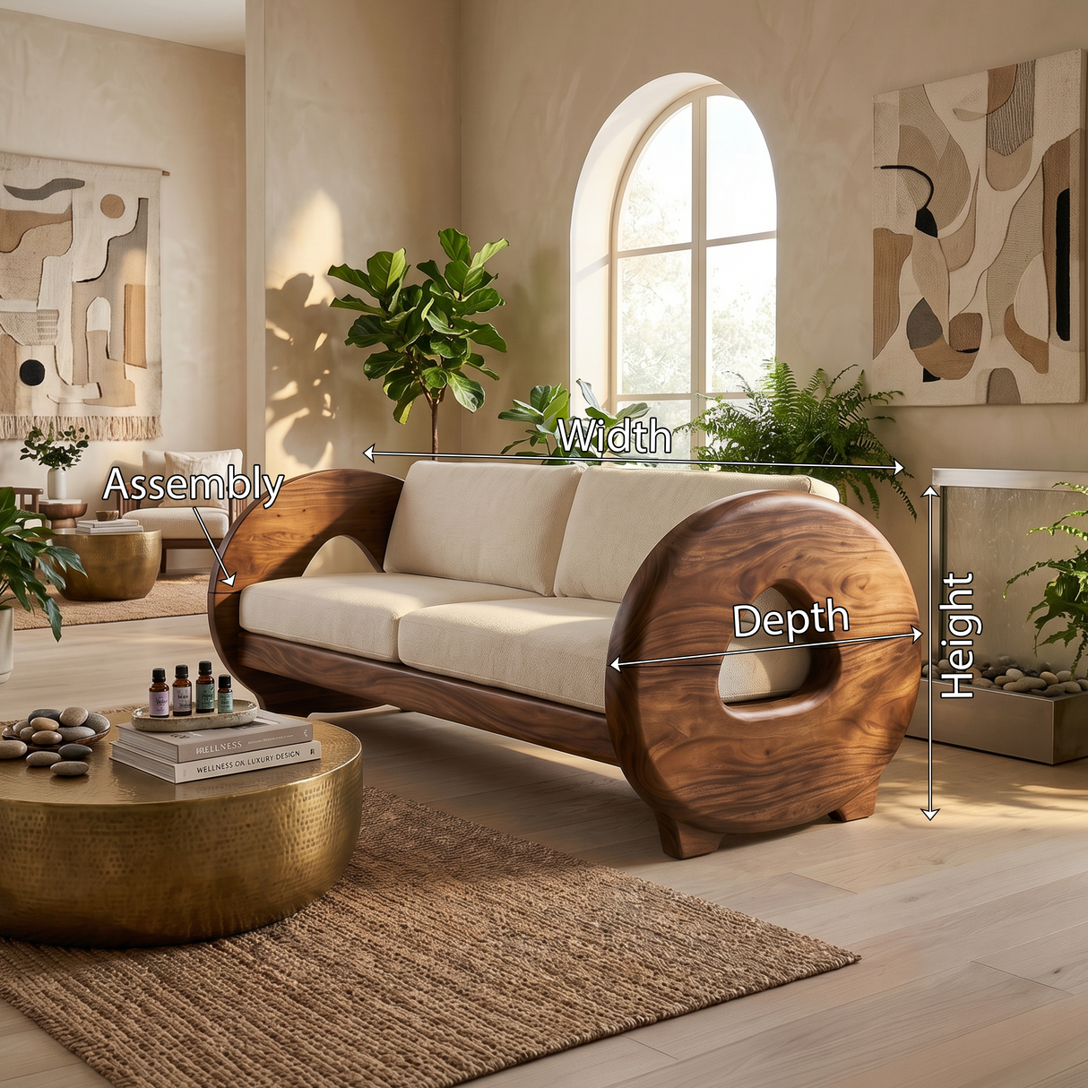 Sculptural Circular Arm Sofa Wellness Retreat Interior