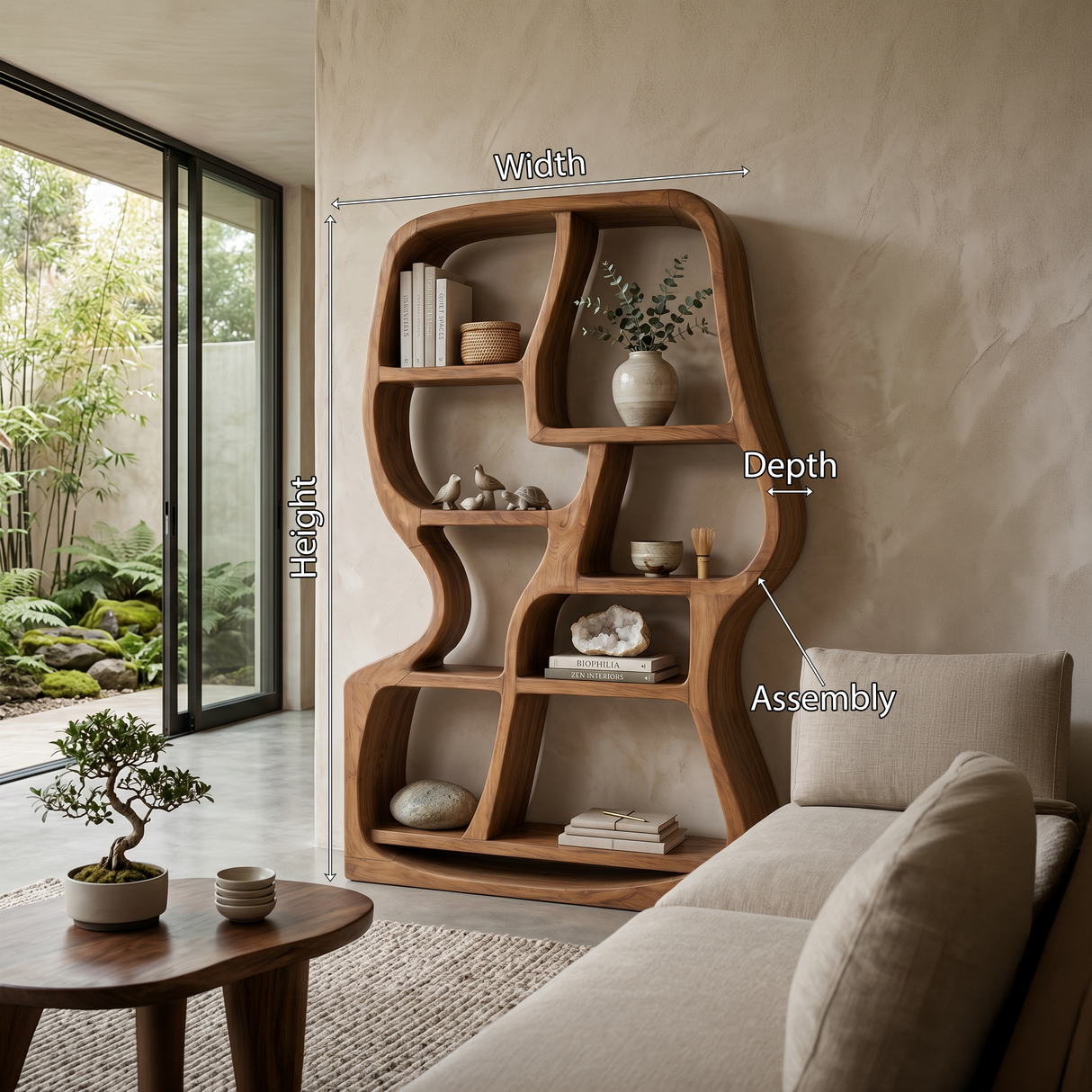 Modern Sculptural Bookshelf For Home Library Display