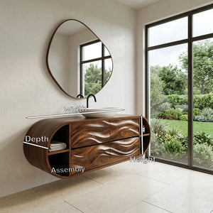 Luxury Wave Carved Bathroom Vanity With Open Storage For Bathroom
