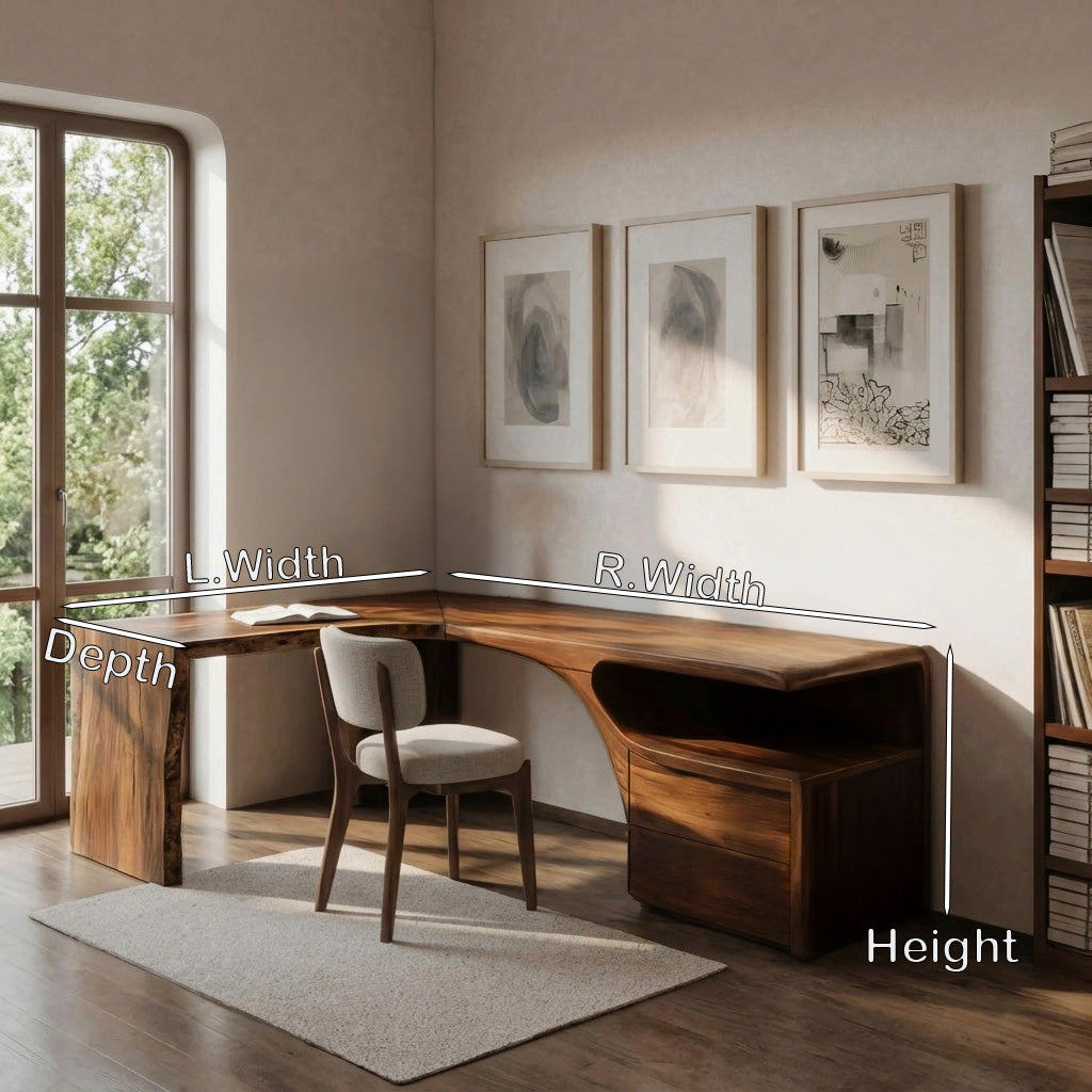 Minimalist Natural Wood L-Shaped Desk For Study Room