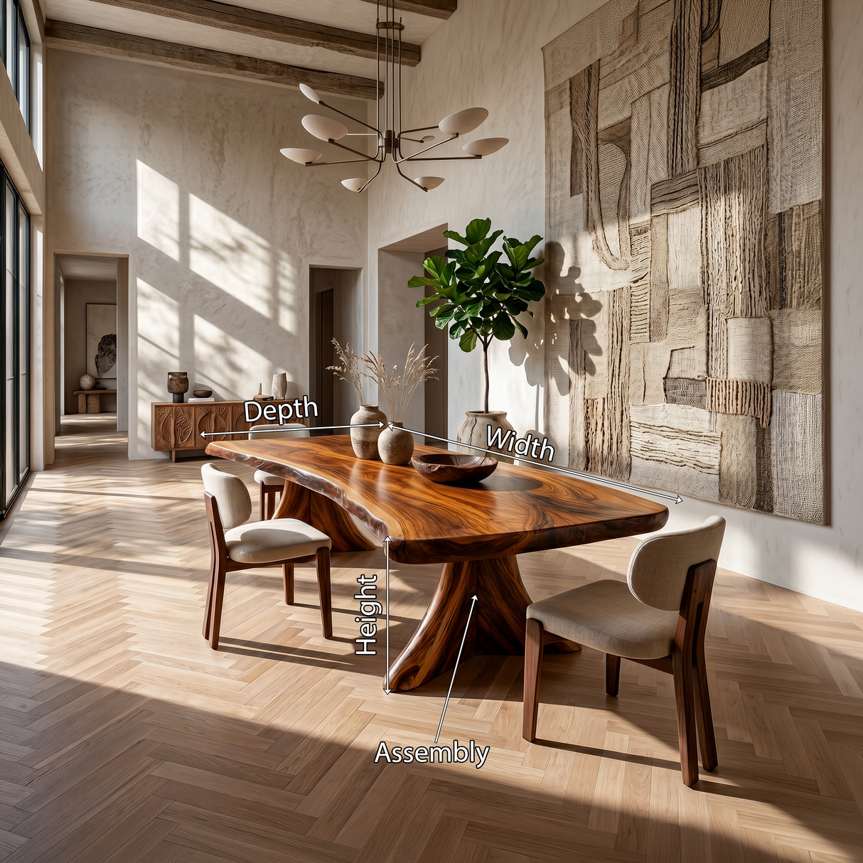 Scandinavian Natural Edge Dining Table For Casual Dining Space