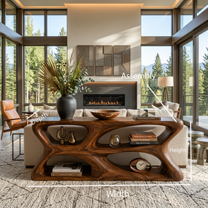 Luxury Sculptural Wooden Console Table For Hallway Entryway
