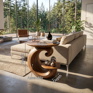 Organic Curved Side Table Forest Living Room