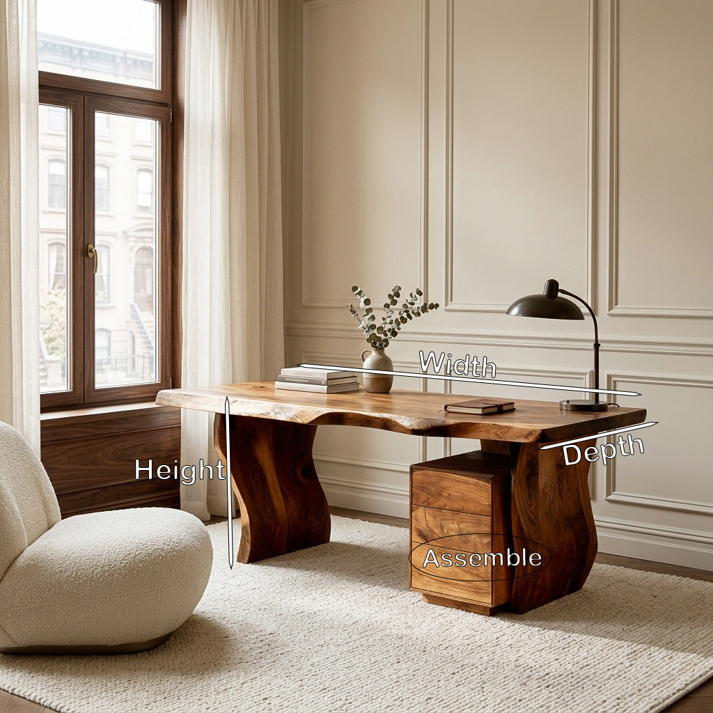 Modern Curved Wooden Desk For Elegant Home Office