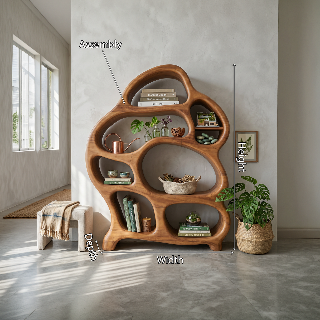 Mid Century Open Bookshelf For Living Space