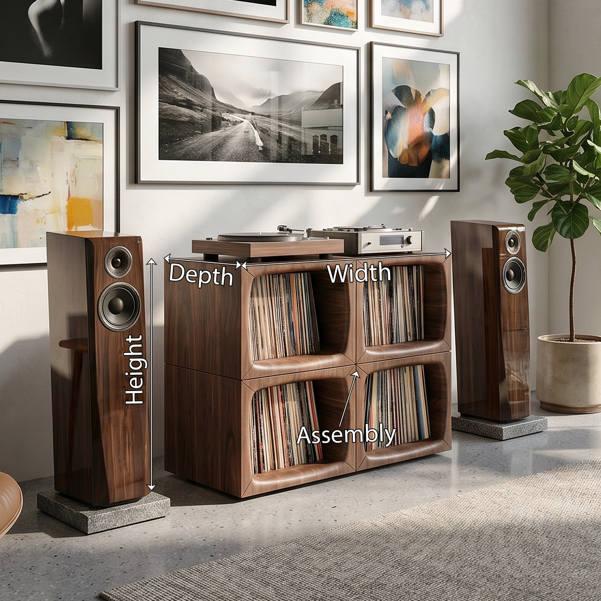 Modern Cube Record Storage Cabinet Luxury Music Room