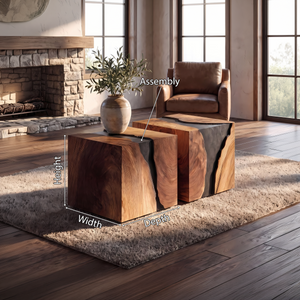 Modern Solid Wood Cube Coffee Table For Furniture Decor