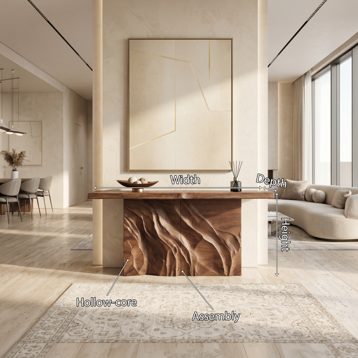 Contemporary Organic Edge Console Table For Foyer Interior Area