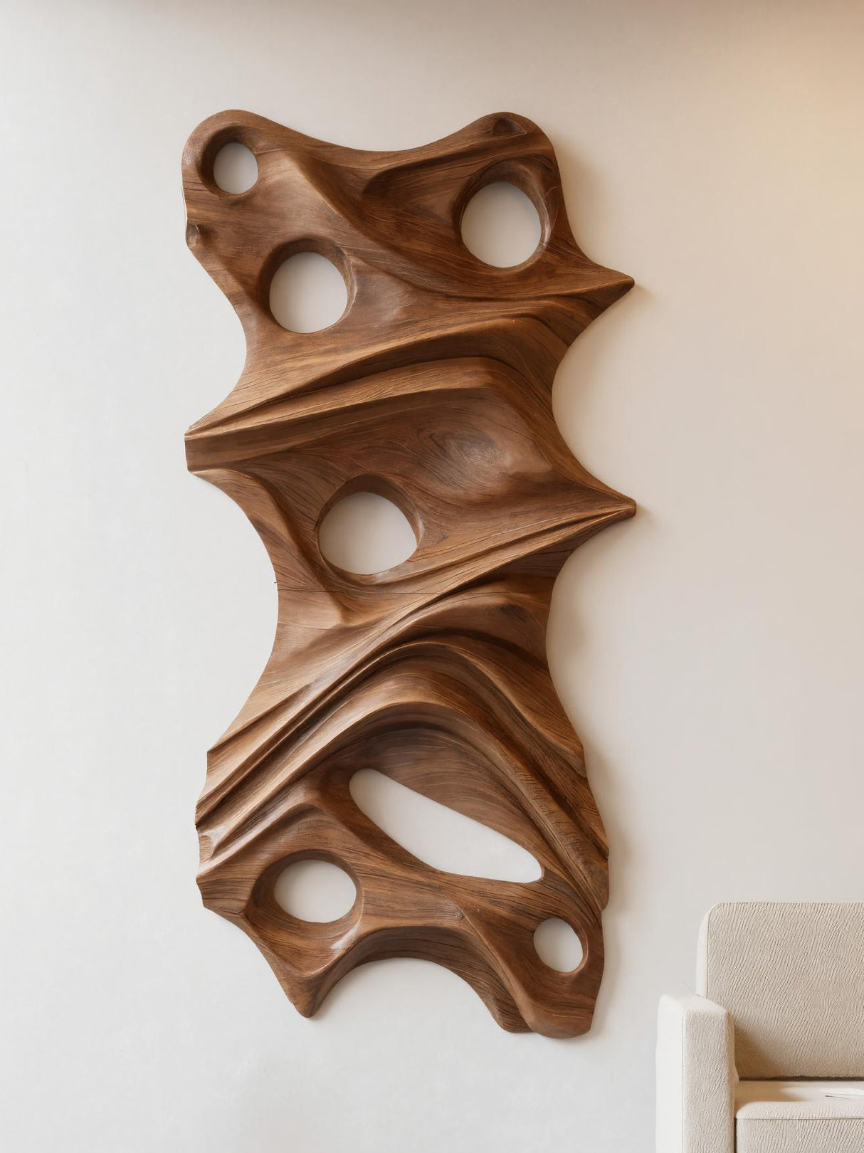 Modern Organic Sculptural Wall Art Panel For Holiday