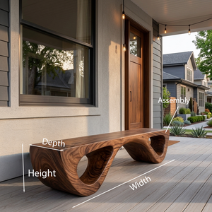 Luxury Wooden Bench Sculptural Leg For Entryway