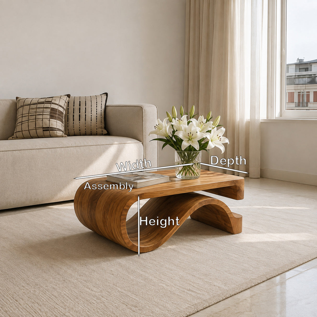 Minimalist Coffee Table Curved Style For Living Room