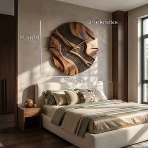 Organic Sculptural Wooden Wall Clock For Living Room