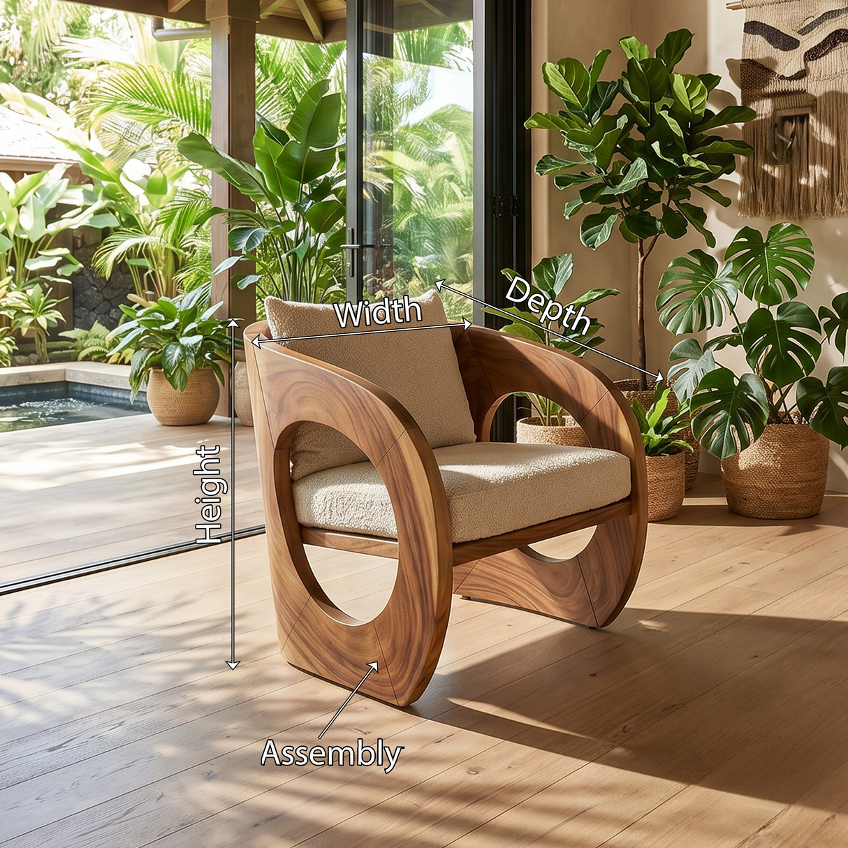 Tropical Organic Modern Wooden Chair Garden Lounge