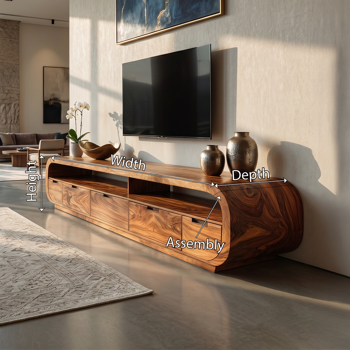 Luxury Monkeypod Media Console For Modern Interior