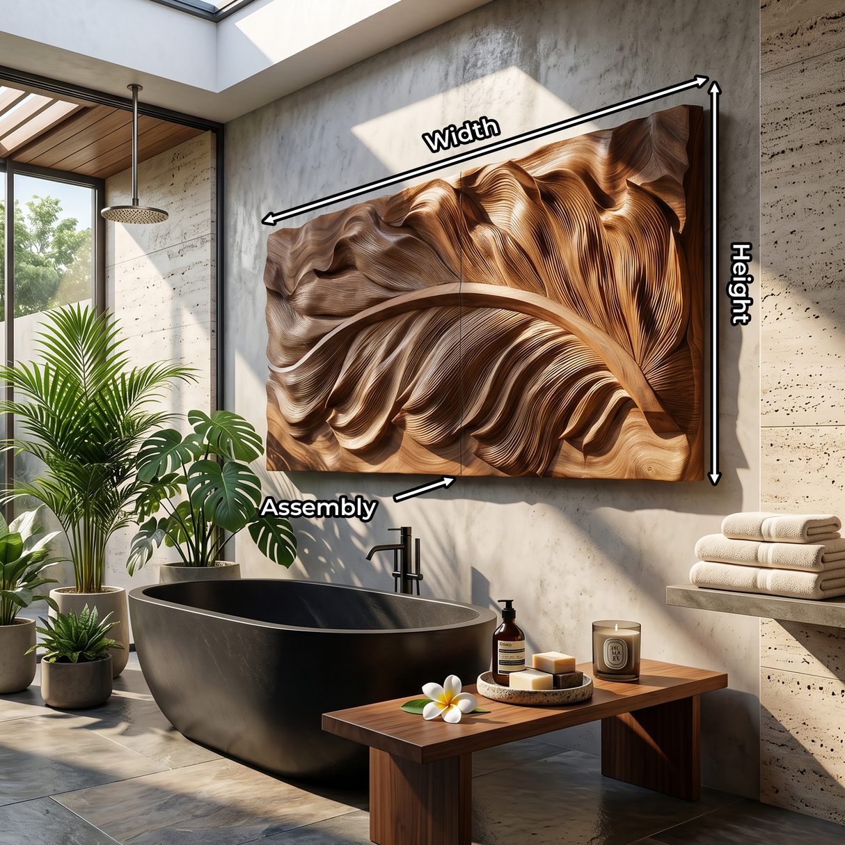Sculptural Wall Art With Flowing Texture For Bathroom