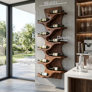 Rustic Natural Wood Wine Rack For Home Bar Wall Storage