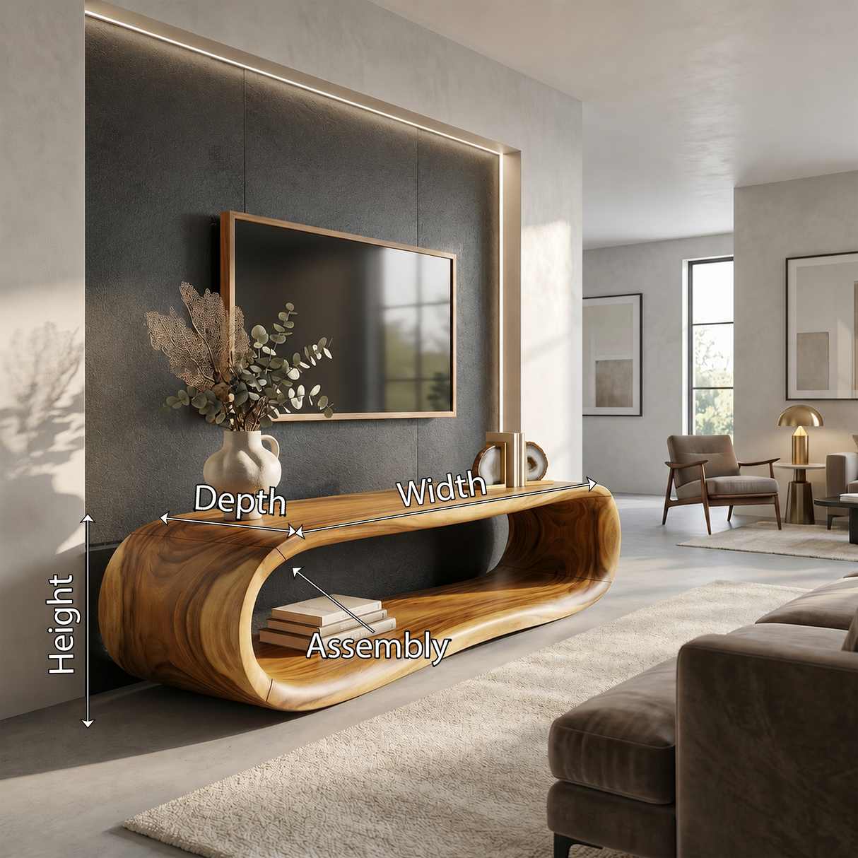 Luxury Sculptural TV Stand For Contemporary Living Room