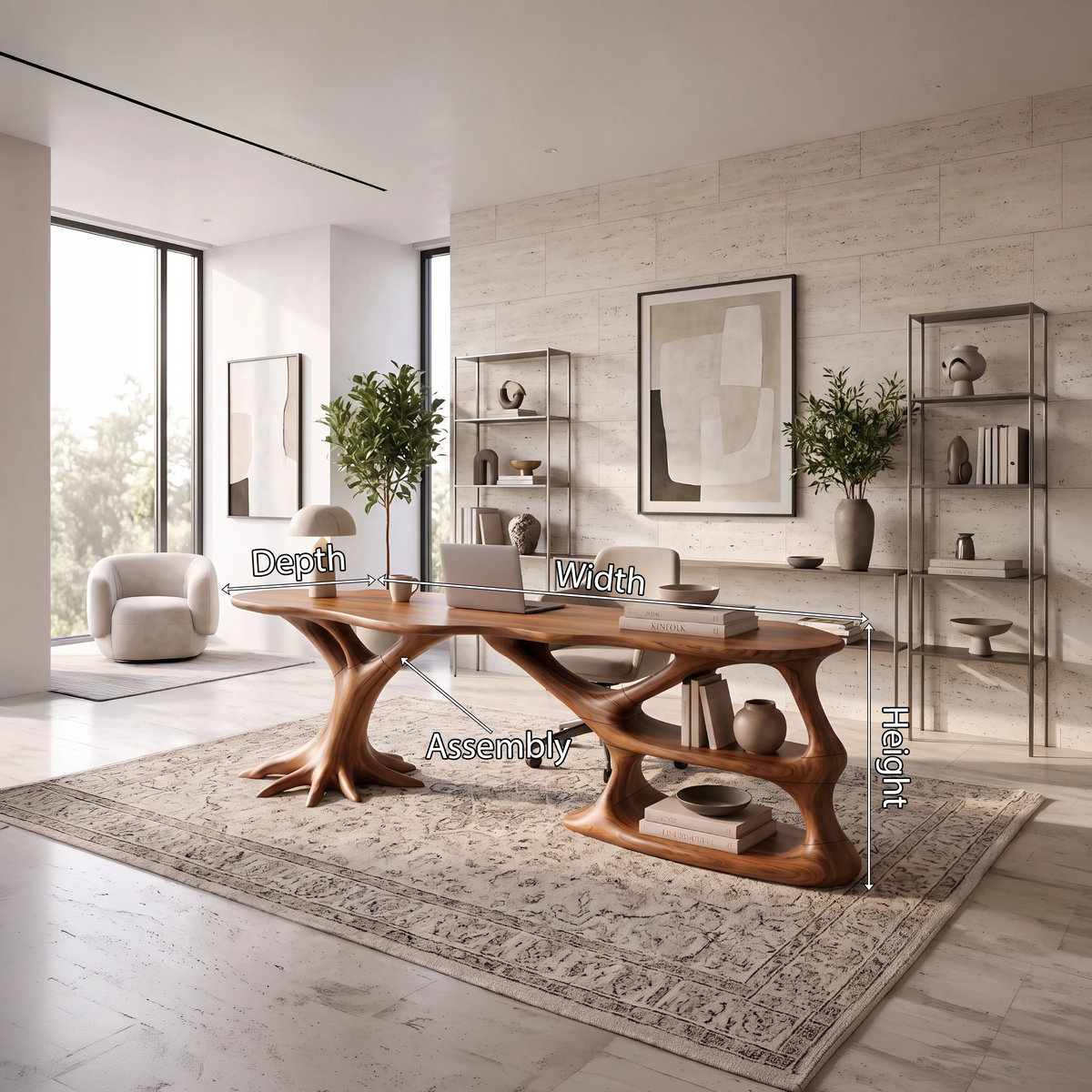 Contemporary Sculptural Storage Desk Home Office Studio