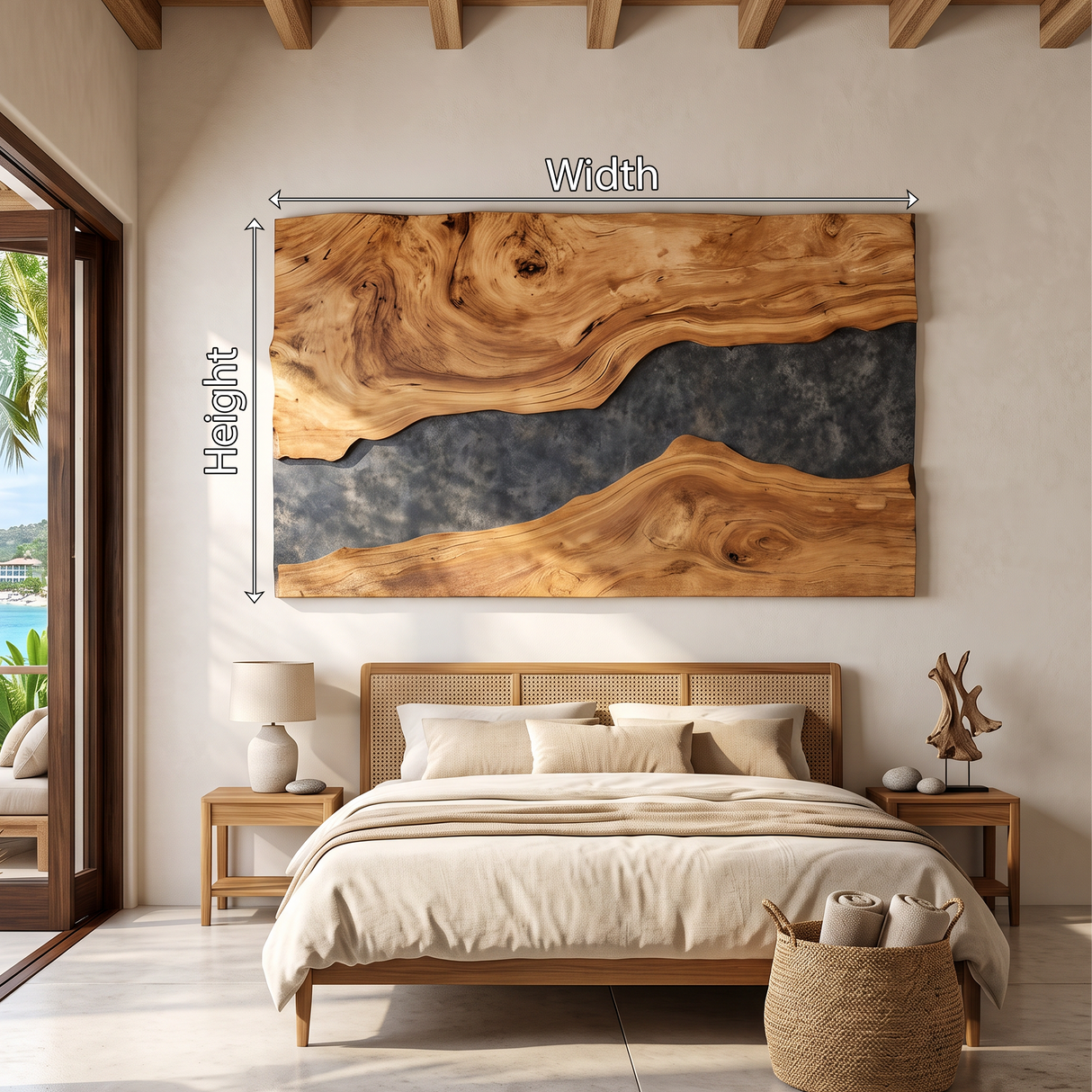 Mid Century Rectangular Wooden Wall Art For Living Room
