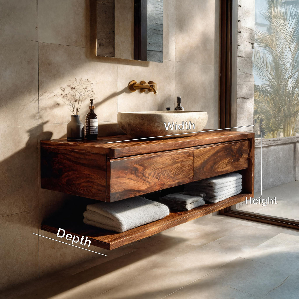 Contemporary Wall Mounted Wood Bathroom Vanity For Bathroom