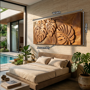 Tropical Wall Art With Leaf Texture For Bathroom
