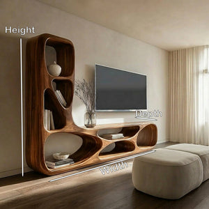 Organic Natural Wood TV Wall Unit For Living Room
