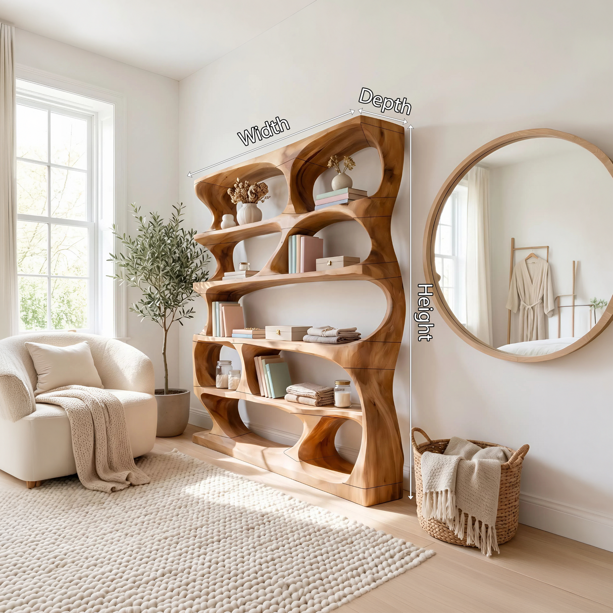 Minimalist Sculptural Bookshelf Display Organizer For Home Office