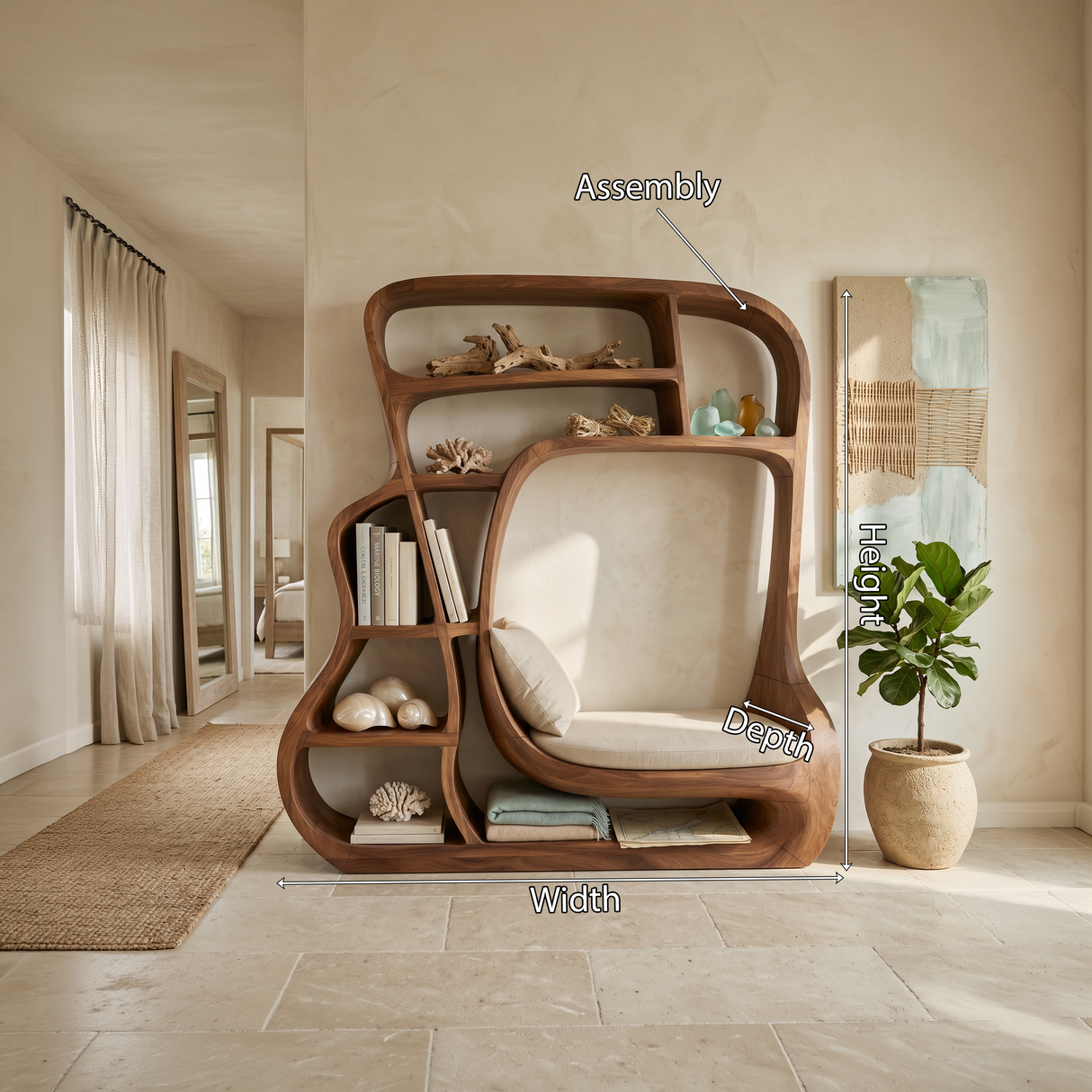 Minimalist Storage Bookcase For Modern Bedroom Interior