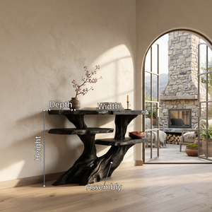 Mediterranean Burnt Wood Hallway Table For Villa Interior