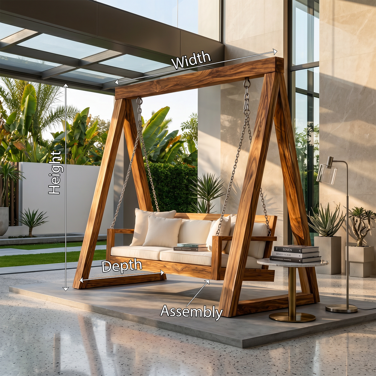 Freestanding Wooden Garden Swing Luxury Outdoor Living