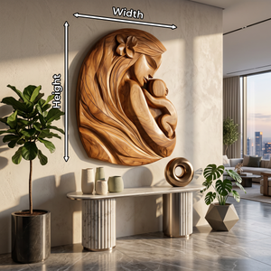 Mother And Child Wall Sculpture With Organic Design For Entryway