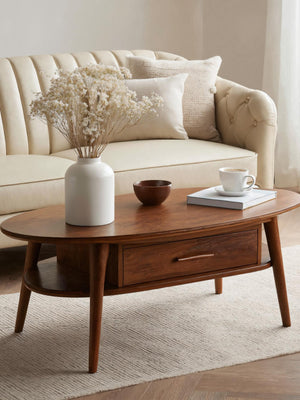 Modern Oval Coffee Table With Drawer For Lounge
