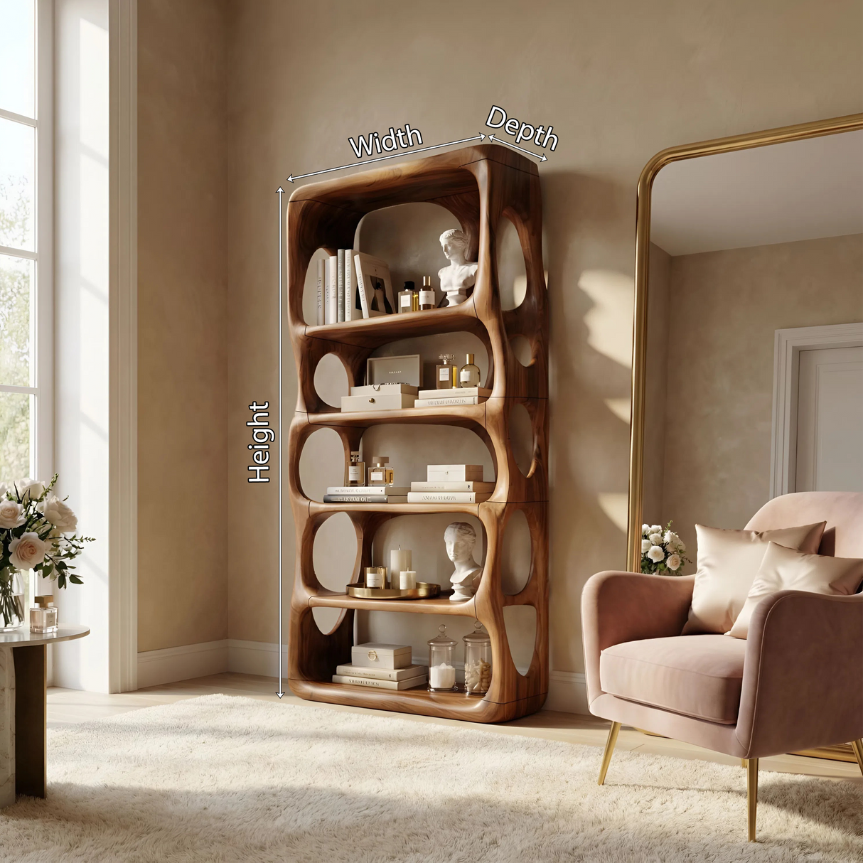 Farmhouse Handcrafted Bookcase Storage Organizer For Living Room