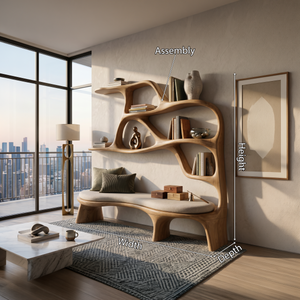 Minimalist Window Seat Bookcase For Modern Bedroom