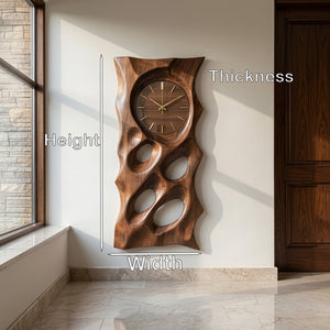 Organic Wooden Wall Clock With Hollow Form For Living Room