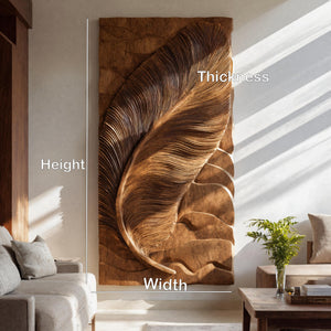 Hand Carved Feather Wall Art For Contemporary Living Room