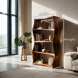 Elegant Natural Wood Bookshelf For Living Room Storage