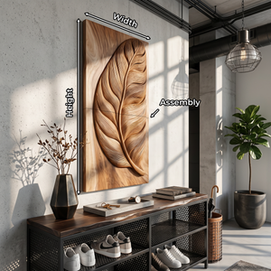 Rustic Wall Art With Carved Leaf Design For Entryway