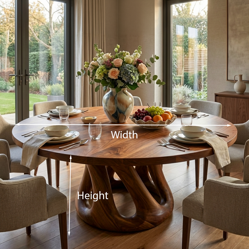 Modern Wooden Dining Table With Pedestal Base For Kitchen