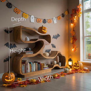 Handmade Halloween Artistic Wooden Display Shelf For Office And Living Room