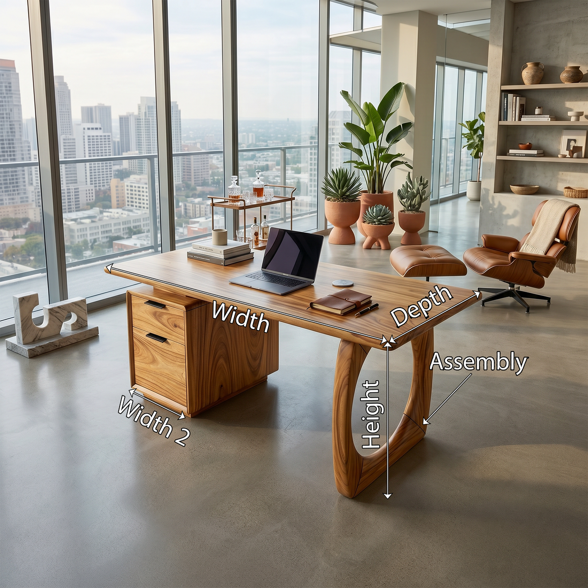 High Rise Workstation Desk With Curved Base For Penthouse Office