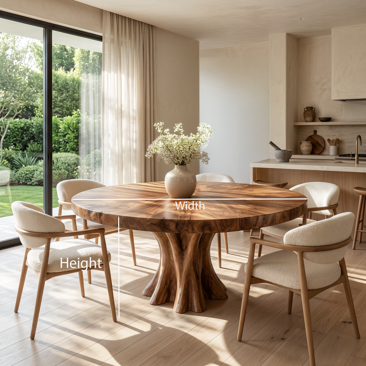 Modern Round Dining Table Organic Cluster Pedestal For Contemporary Kitchen