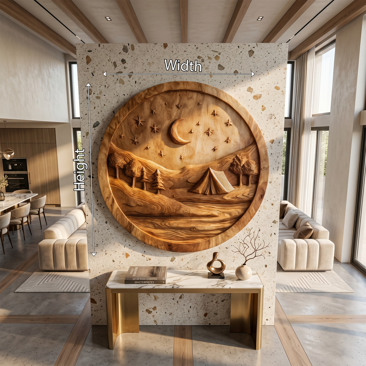 Round Camping Scene Wood Wall Art For Cozy Modern Home Decor